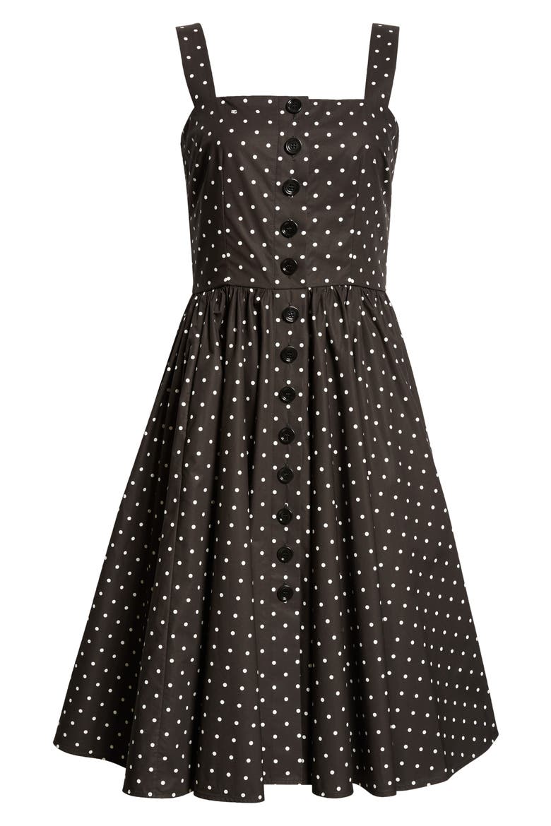 Polka Dot Cotton Poplin Sundress, Alternate, color, BLACK/ WHITE DOT