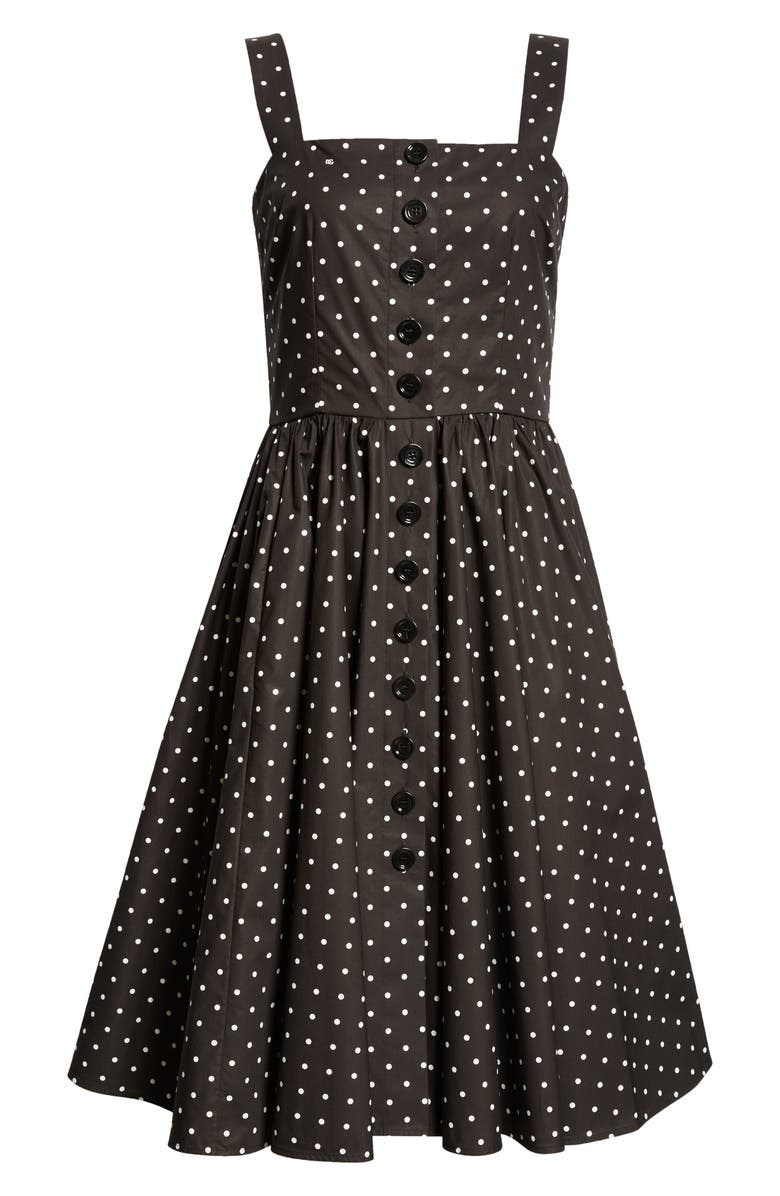 Dolce&Gabbana Polka Dot Cotton Poplin Sundress, Alternate, color, Black/ White Dot