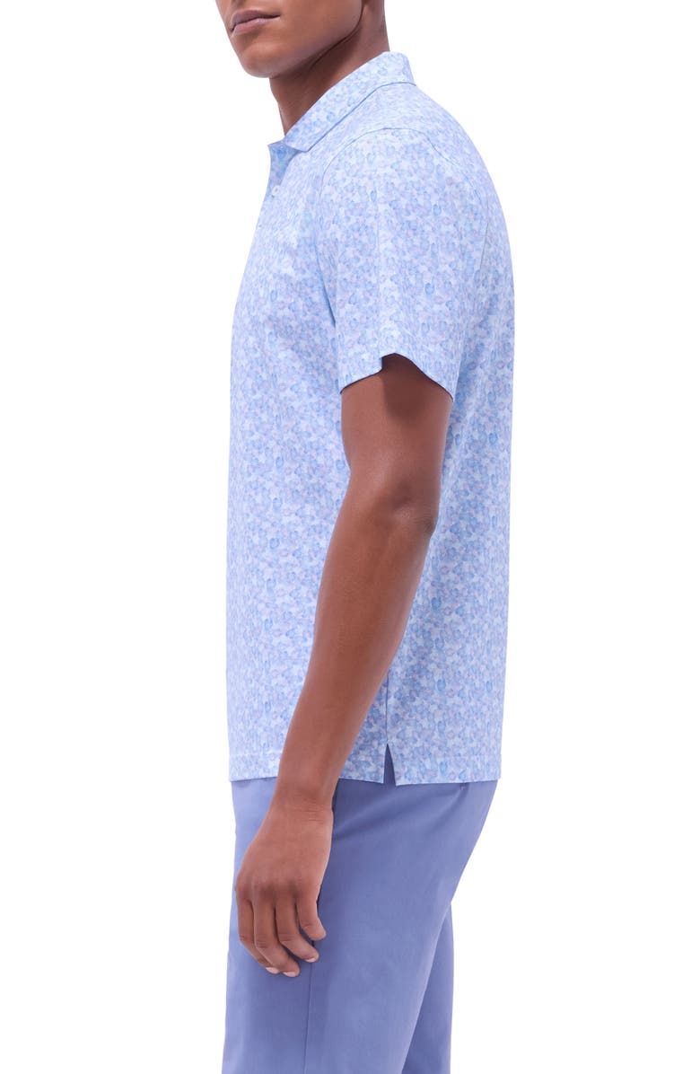 Bugatchi Victor OoohCotton<sup>®</sup> Leaf Print Polo, Alternate, color, Ice