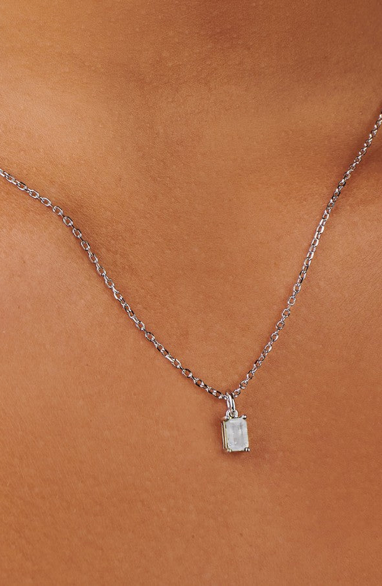 Little Sky Stone Silver Birthstone Necklace, Alternate, color, Moonstone