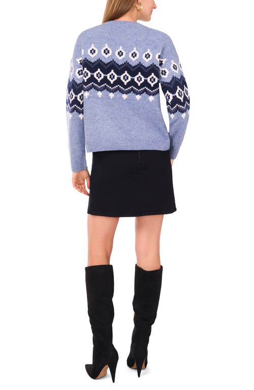 Vince Camuto Fair Isle Crewneck Sweater In Blue