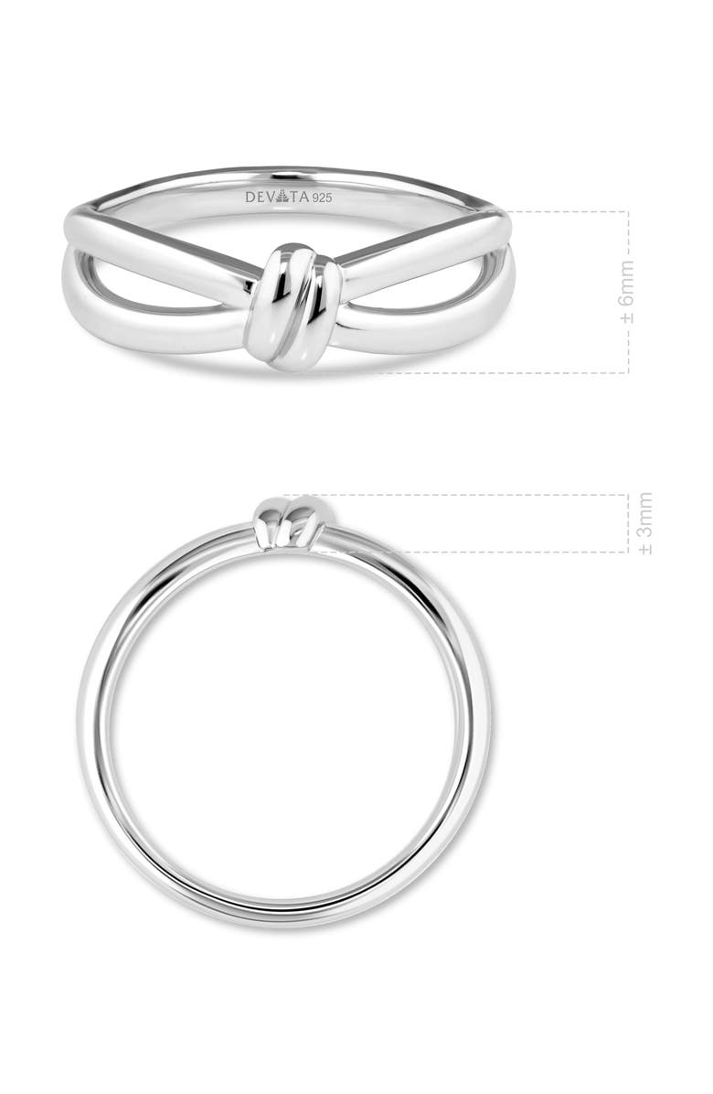 DEVATA Love Knot Ring in Rhodium Plated Sterling Silver, Alternate, color, Silver