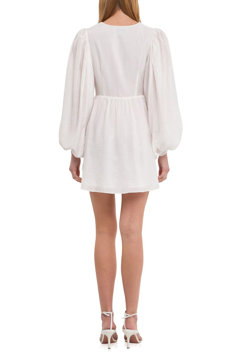 Twist Front Drape Long Sleeve Minidress, Alternate, color, WHITE