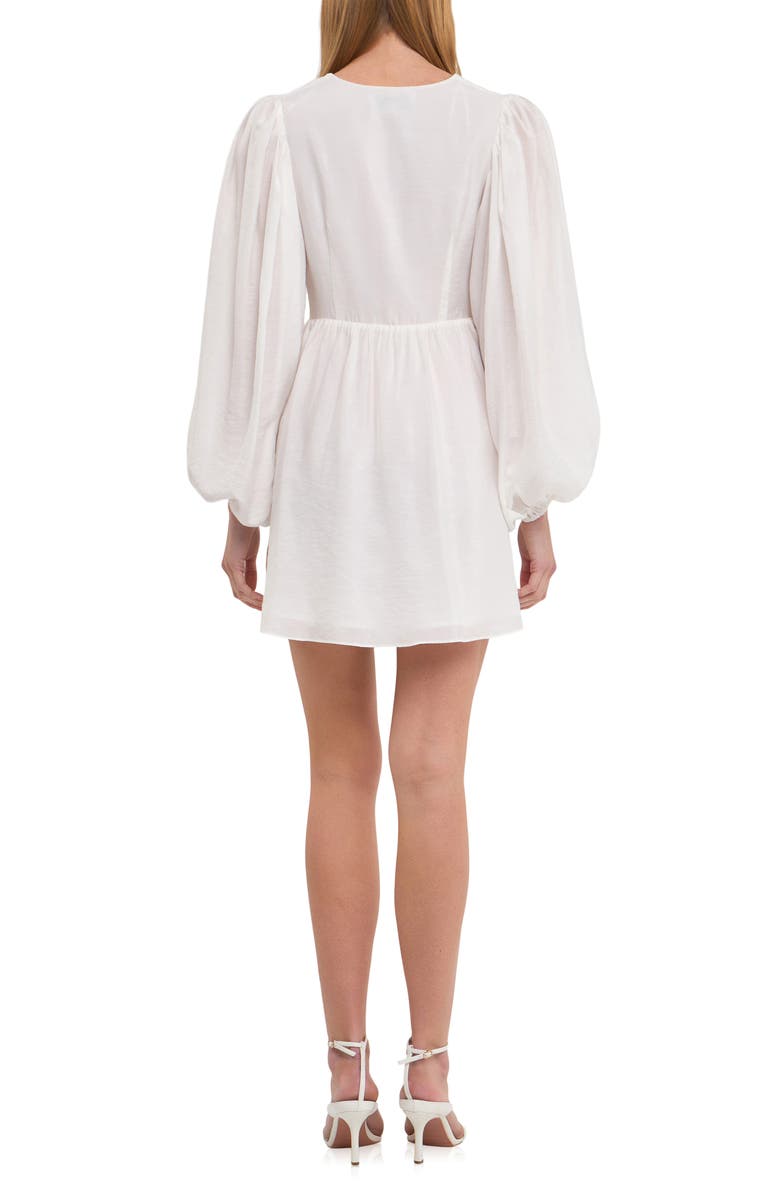 Endless Rose Twist Front Drape Long Sleeve Minidress, Alternate, color, 