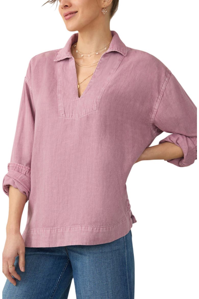 Sail Away Organic Cotton & Linen Denim Top, Main, color, WEATHERED ORCHID