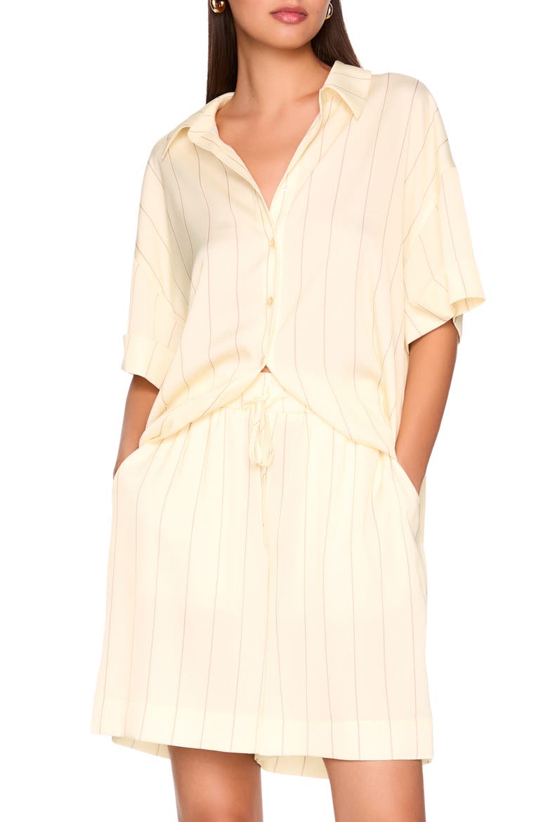 Oversize Stripe Button-Up Shirt, Main, color, WHIPPED CREAM