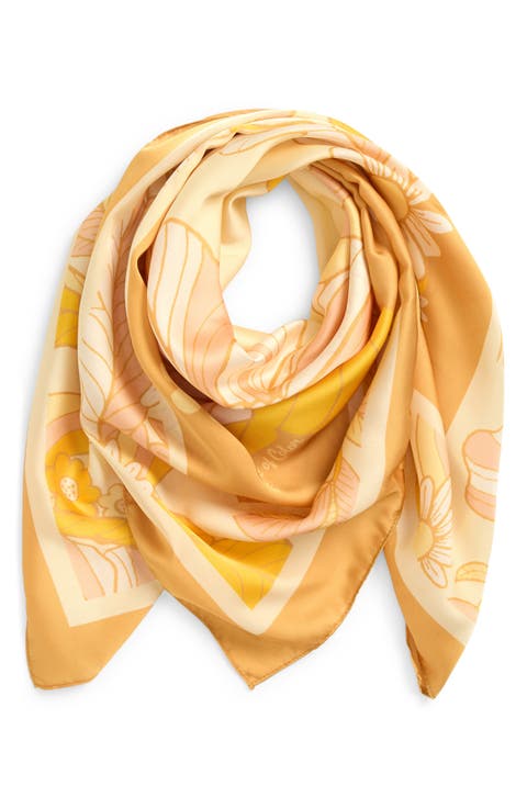 Retro Floral Square Scarf