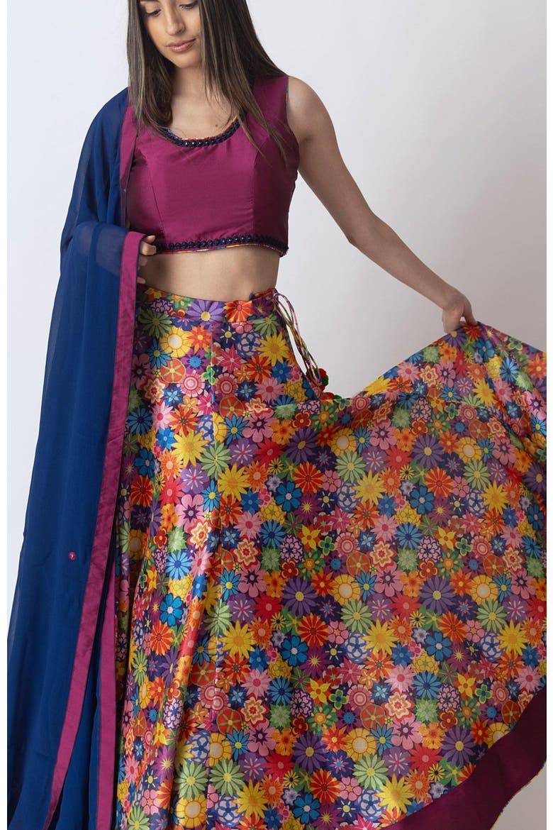 Kari Floral Chaniya Choli, Alternate, color, Purple