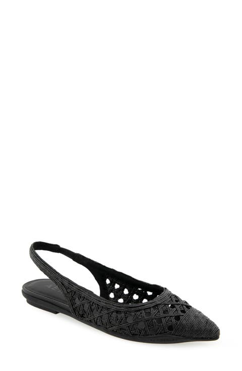 Diego Slingback Pointed Cap Toe Raffia Flat (Women)