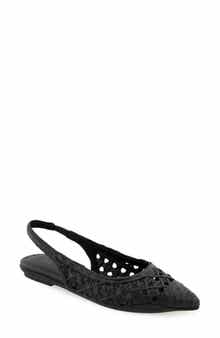 Aerosoles Diego Slingback Pointed Cap Toe Raffia Flat