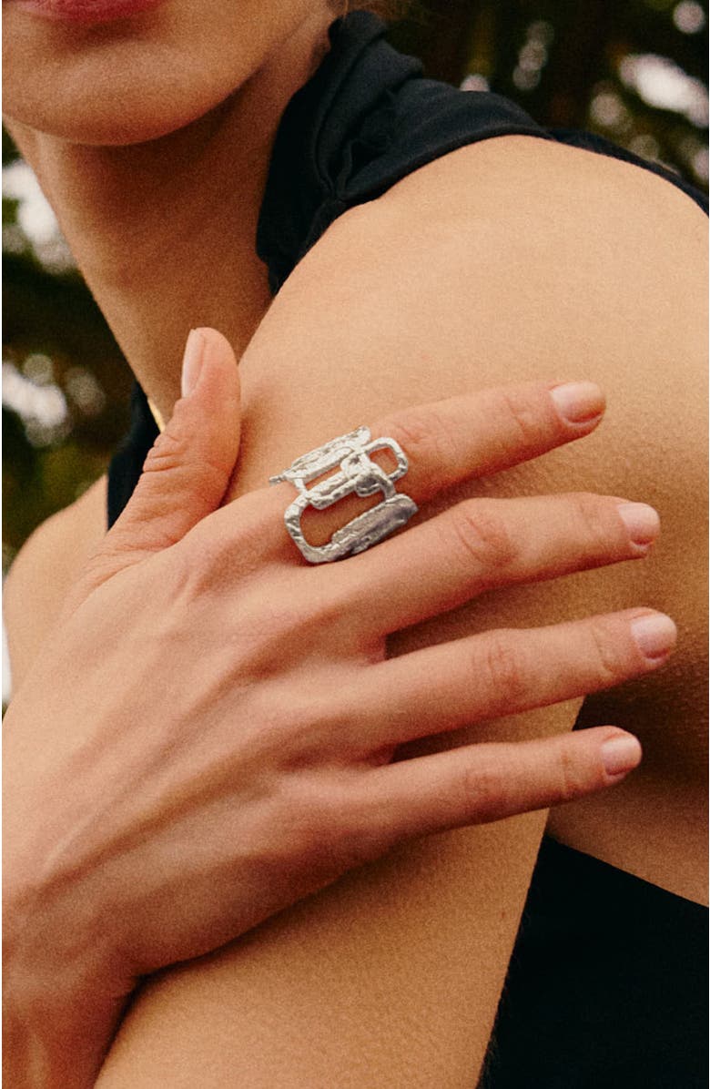 RETRO CHIC Roman Arc Ring, Alternate, color, Silver