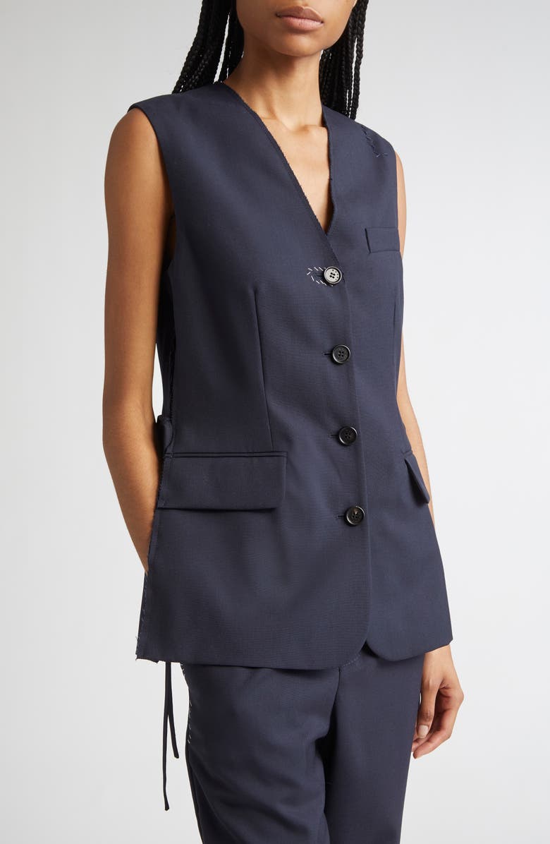 Marni Side Tie Wool Vest, Alternate, color, 00B99 Blue Black