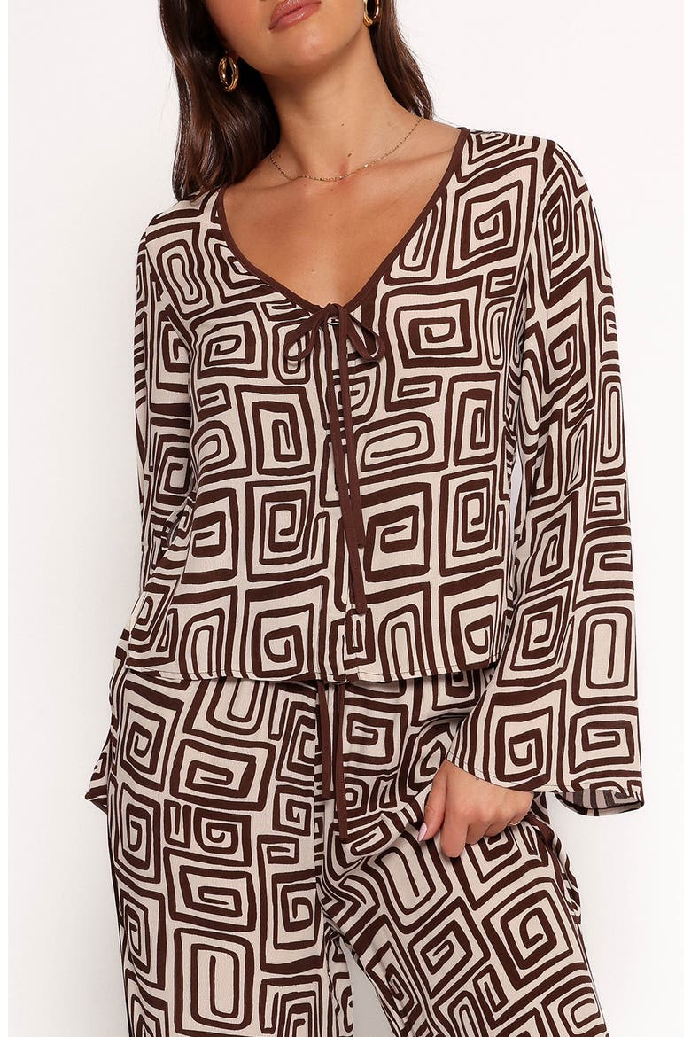 Imogen Abstract Print Long Sleeve Top, Main, color, CHOCOLATE BROWN PRINT