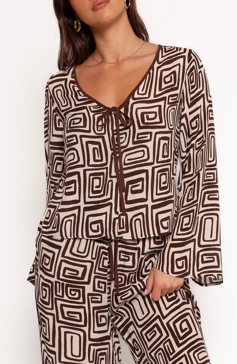 Imogen Abstract Print Long Sleeve Top