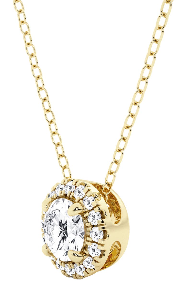 Badgley Mischka Collection Round Lab Created Diamond Halo Pendant Necklace - 0.63ct., Alternate, color, Gold