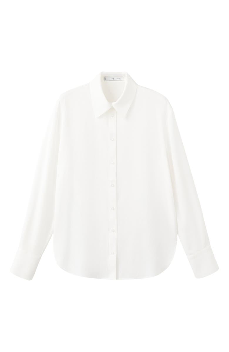 MANGO Straight Button-Up Shirt, Alternate, color, Ecru