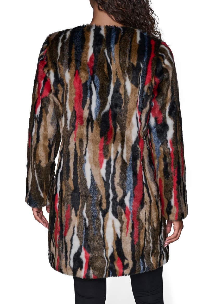 Multicolored Faux Fur Jacket, Alternate, color, BROWN MULTI