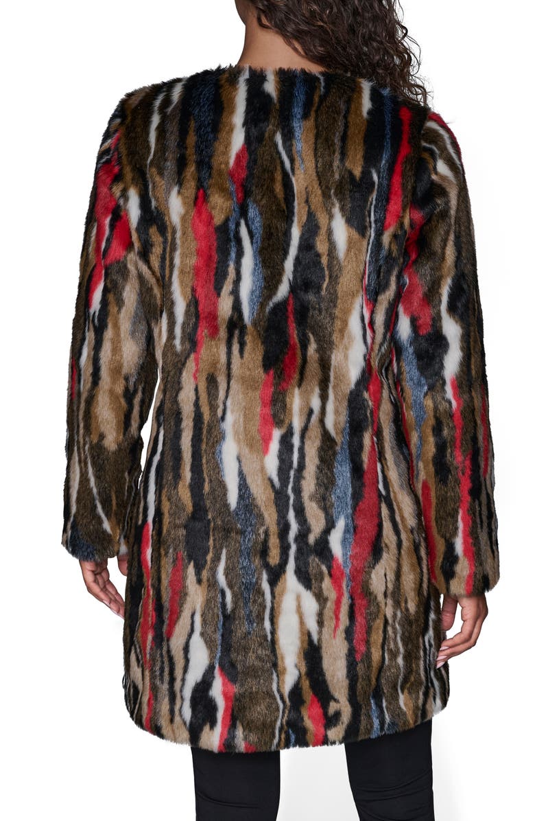 KARL LAGERFELD PARIS Multicolored Faux Fur Jacket, Alternate, color, Brown Multi