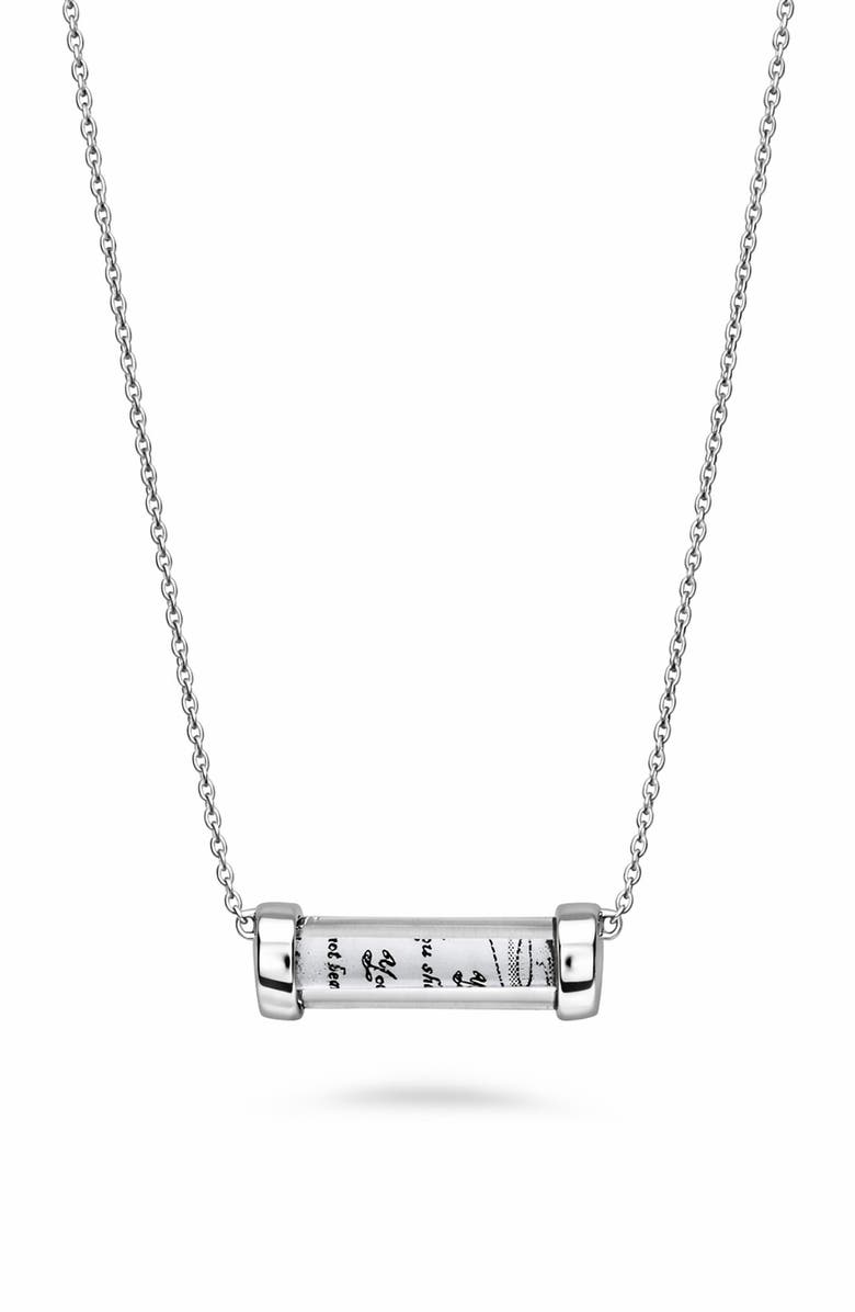 House of Frosted Friendship Tube Pendant Necklace, Main, color, White Gold - Family4