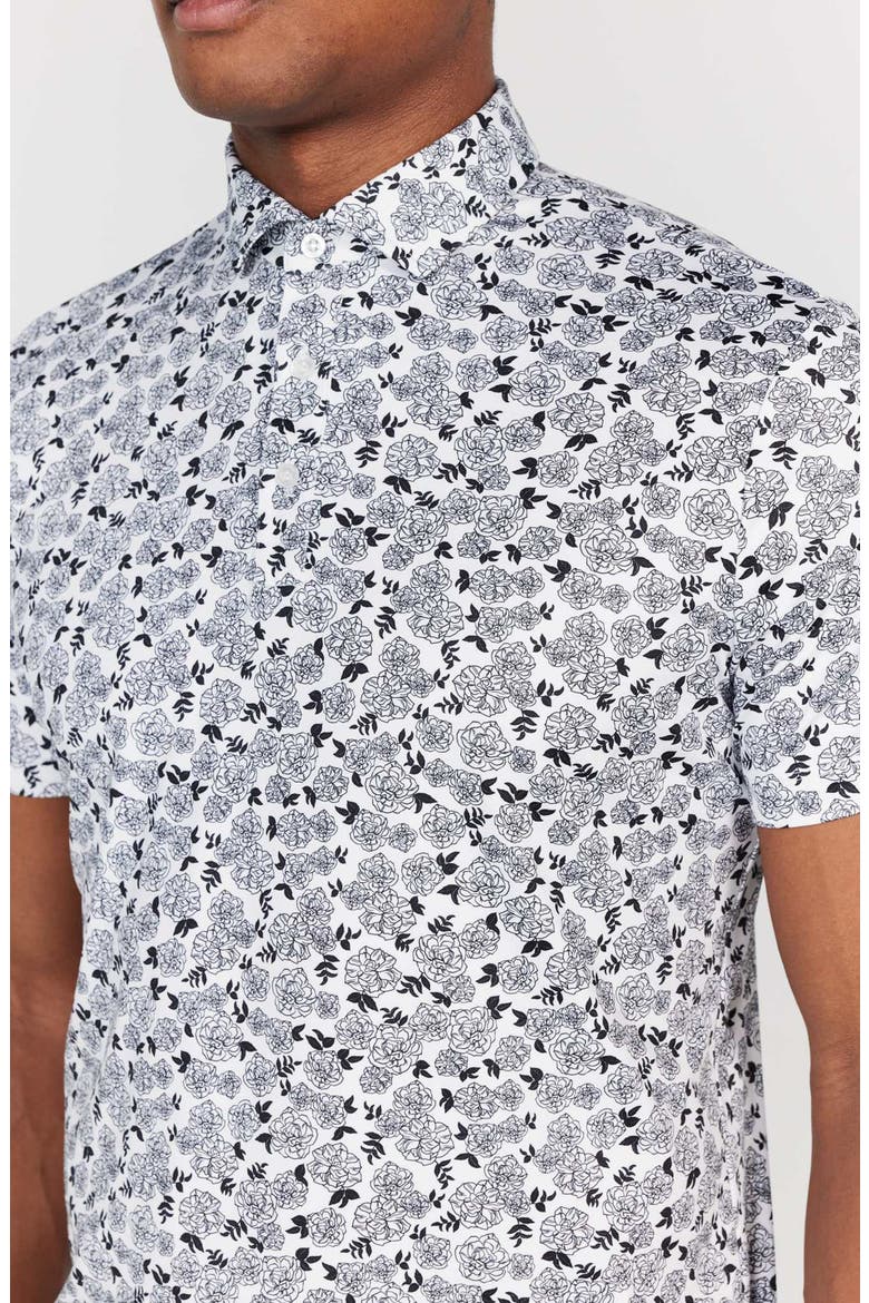 Fordune Floral Performance Golf Polo, Alternate, color, TUXEDO/ WHITE