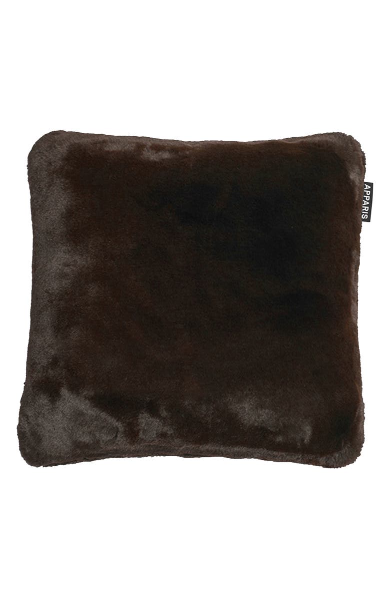 Apparis Brenn Faux Fur Accent Pillow Cover, Main, color, Espresso