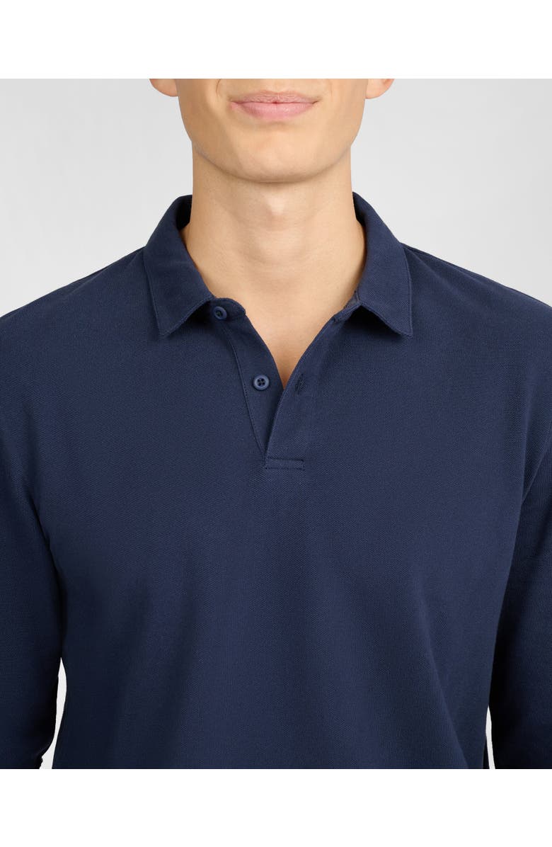 Onia Long Sleeve Pique Polo, Alternate, color, Midnight