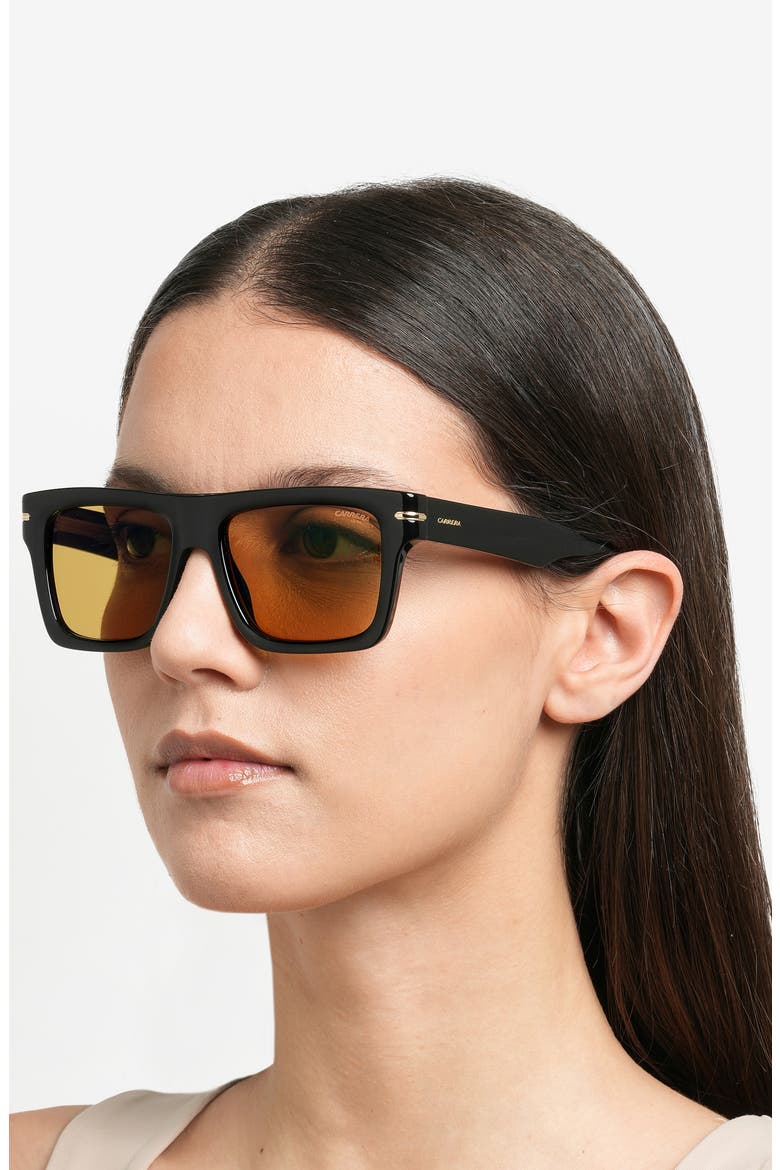 54mm Rectangular Sunglasses, Alternate, color, BLACK YELLOW
