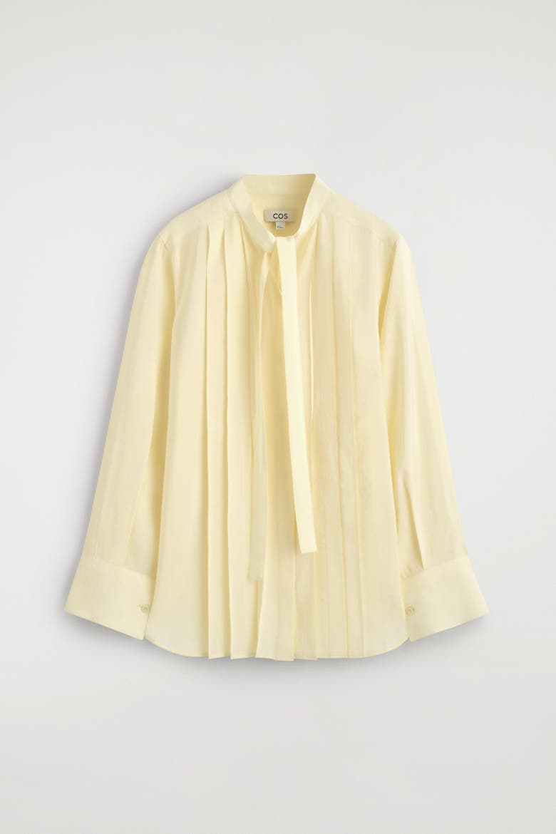 Pleated Bow-detail Blouse, Alternate, color, BUTTER YELLOW