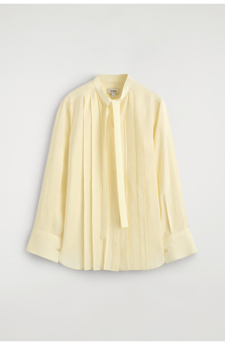 COS Pleated Bow-detail Blouse, Alternate, color, Butter Yellow
