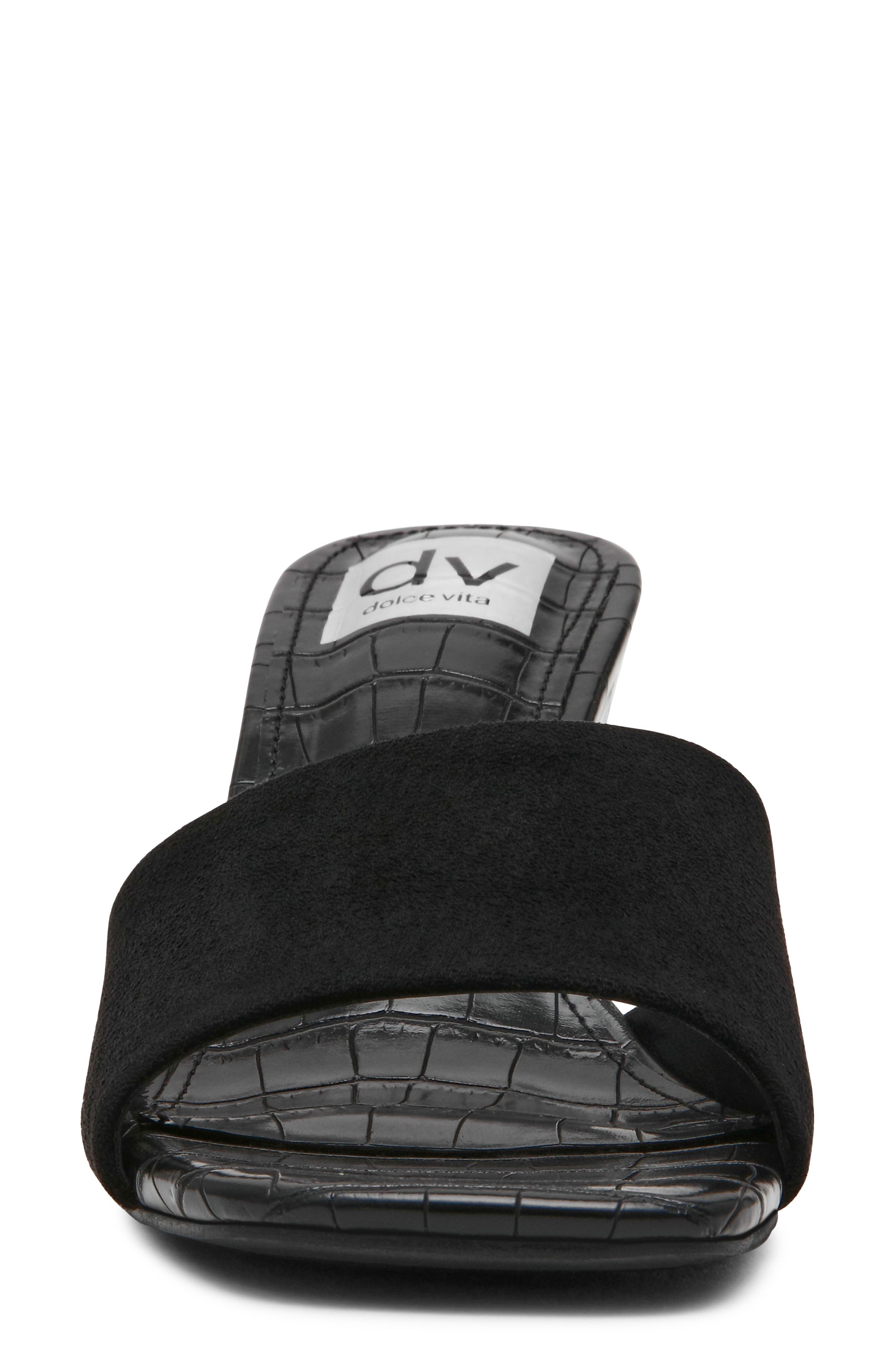 Everess Square Toe Mule, Alternate, color, BLACK FAUX SUEDE