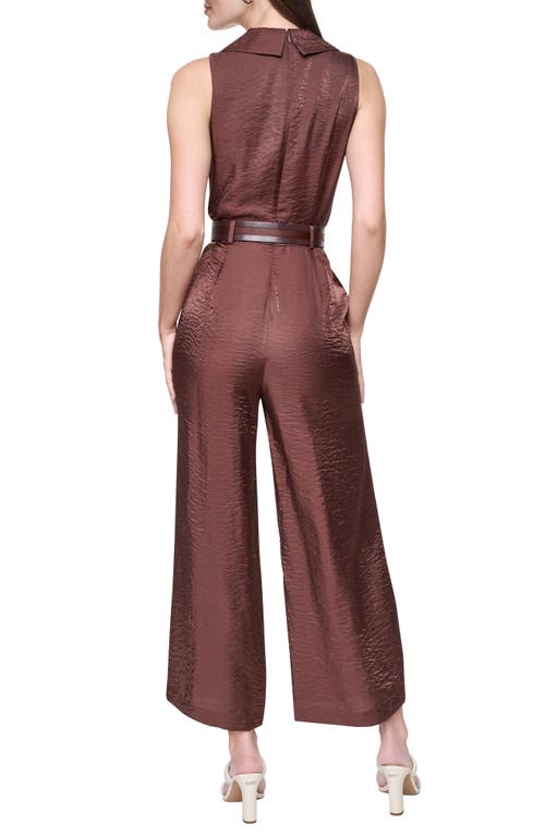 Dkny Sleeveless Belted Jumpsuit In Java