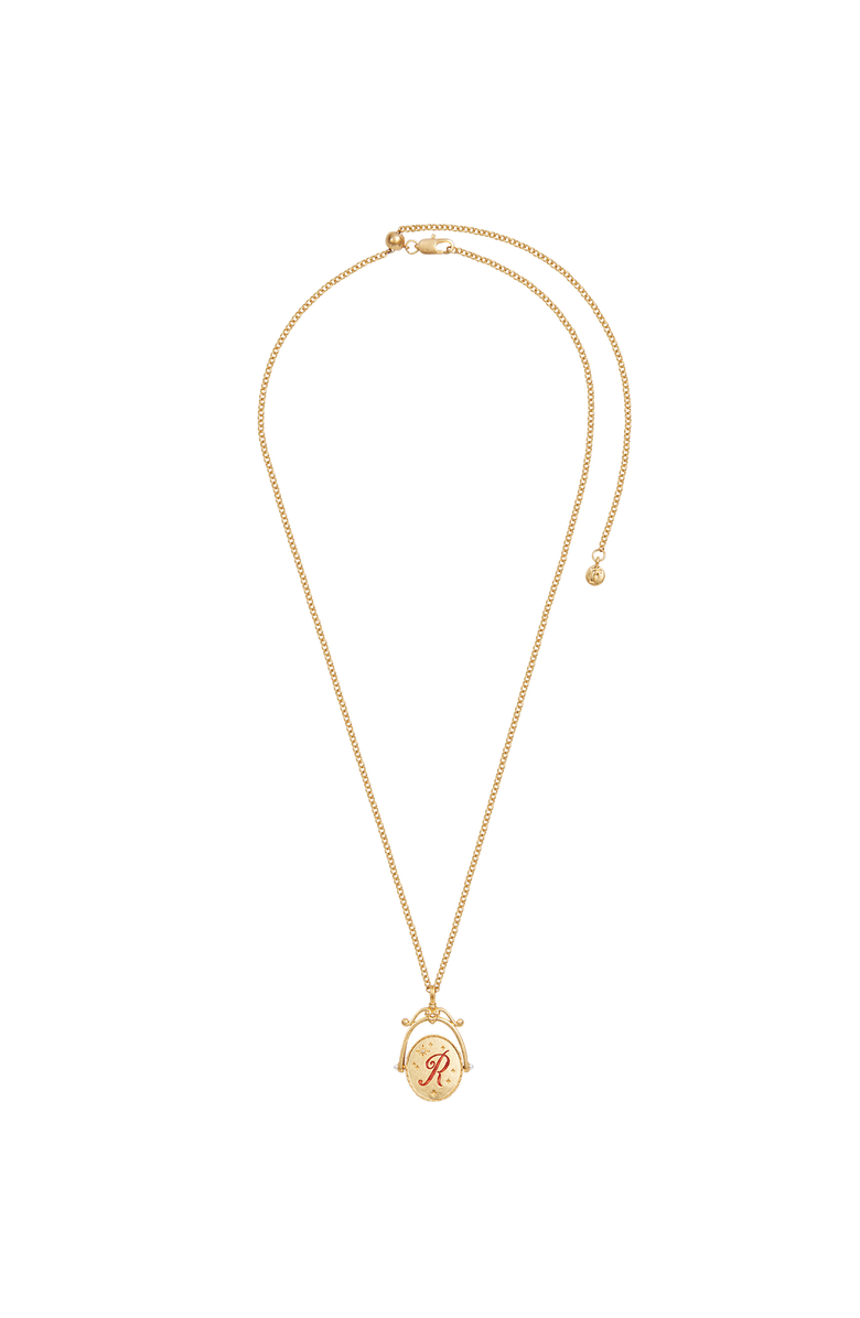 Fable England R Initial Rose Gold Spinner Chain Necklace, Alternate, color, Gold