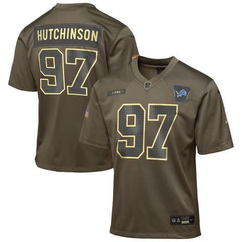 Youth Nike Aidan Hutchinson Olive Detroit Lions 2025 Salute to Service Game Jersey
