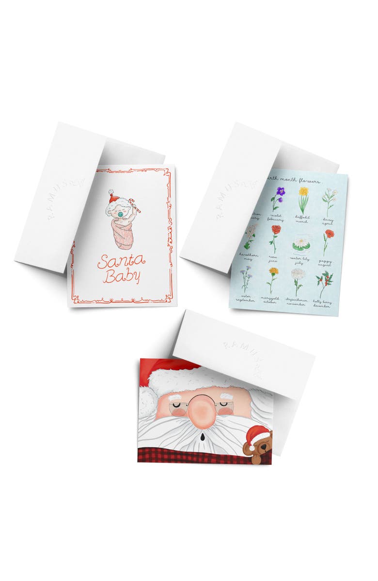 Ramus & Co Santa Baby, Birth Month Flower, Santa's Nap Winter/Holiday/Christmas Greeting Card Pack Sets, Main, color, Multi-Pack