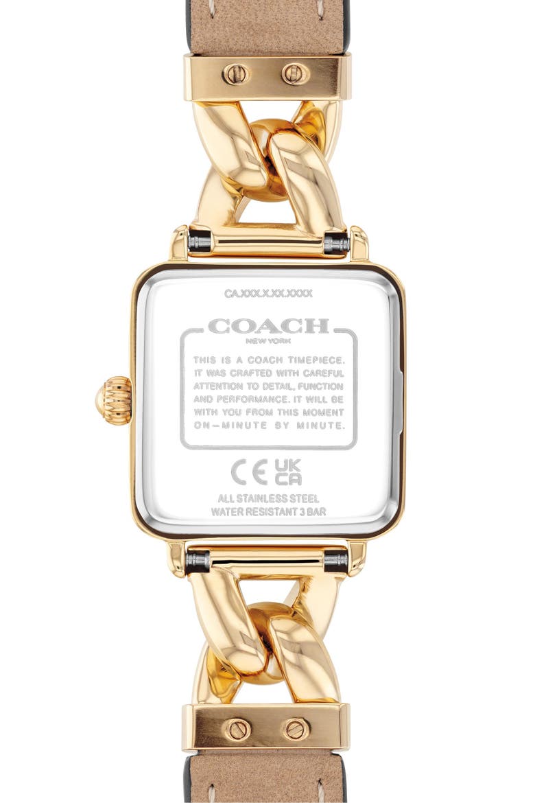 Cass Leather Strap Bracelet Watch, 22mm, Alternate, color, GOLD
