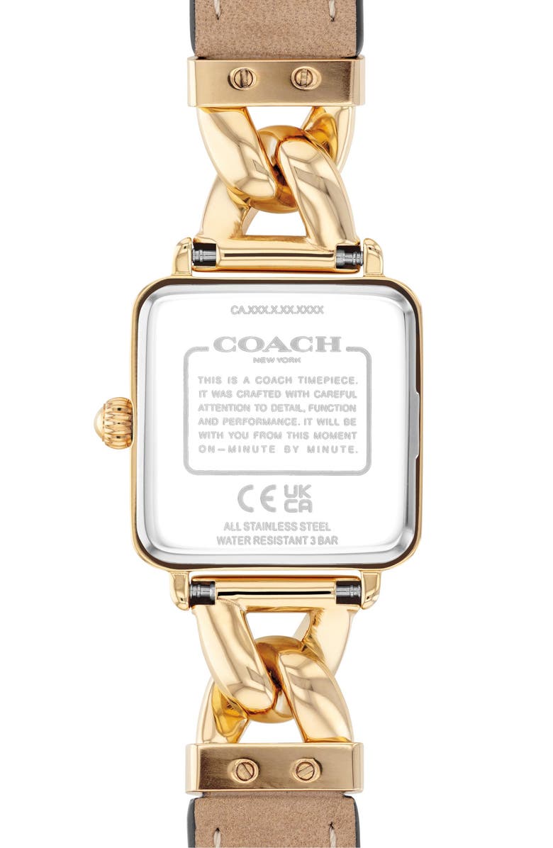 COACH Cass Leather Strap Bracelet Watch, 22mm, Alternate, color, Gold