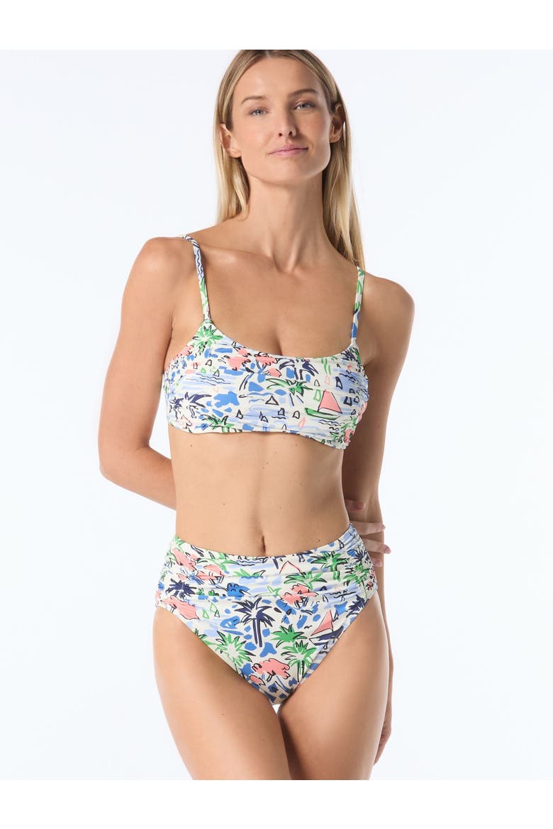 Coastal Town Shirred High Swim Bottom, Alternate, color, Multi