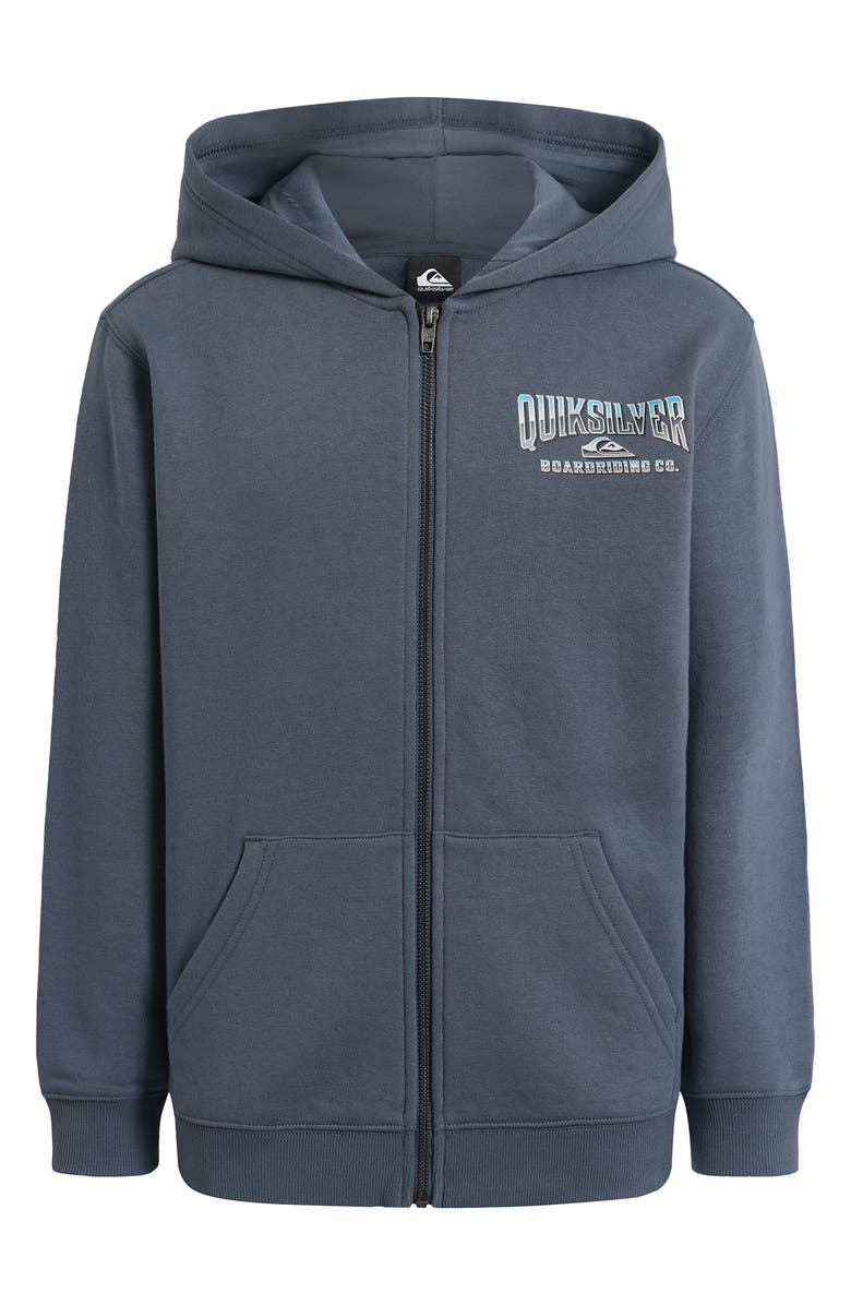 Quiksilver Kids' Logo Full Zip Hoodie, Main, color, Stormy Seas