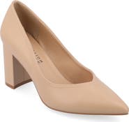Journee Collection Simonne SuperNatural Shades Block Heel Pointed Toe Pump - Wide Width