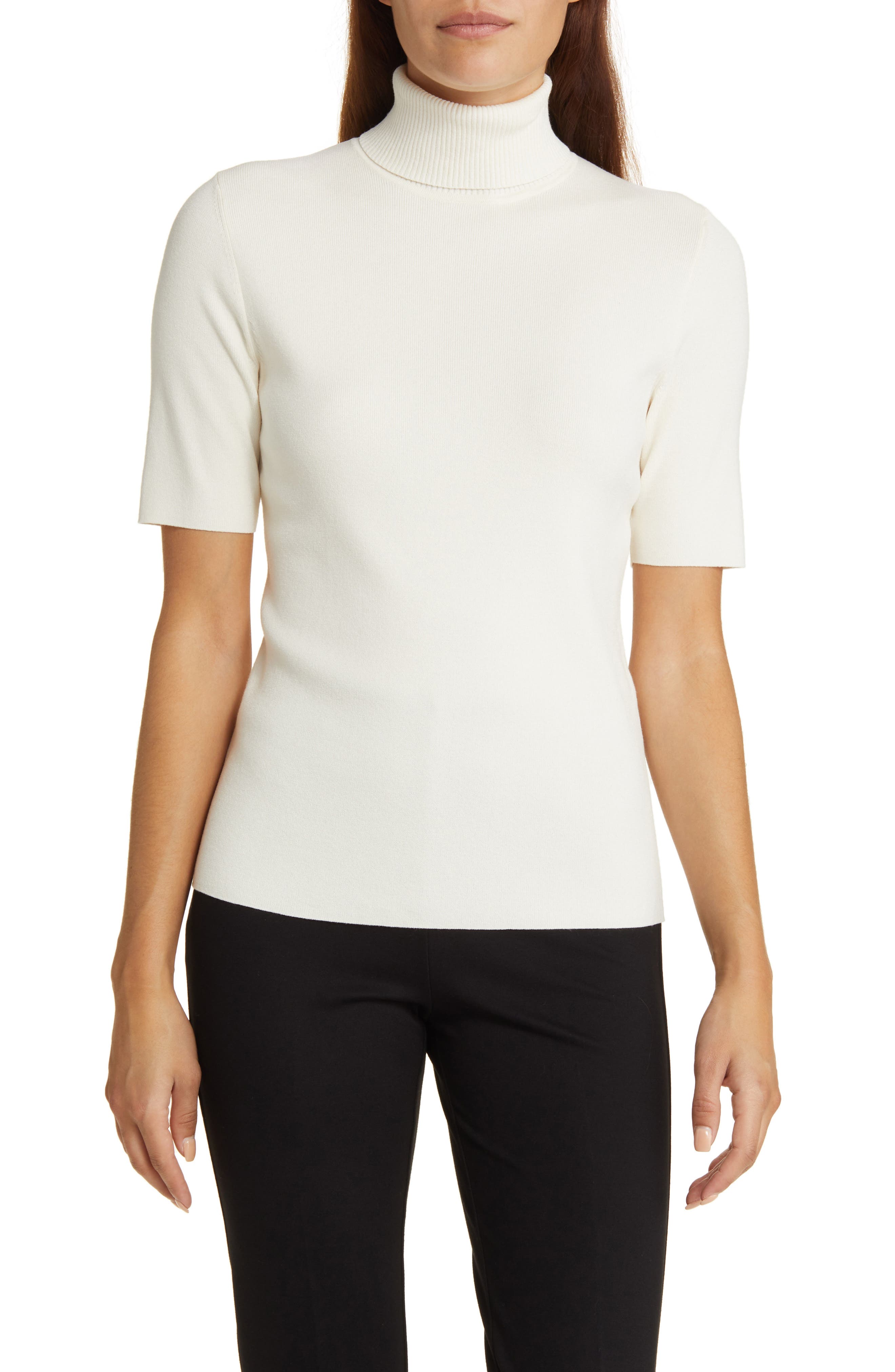 mock neck white sweater