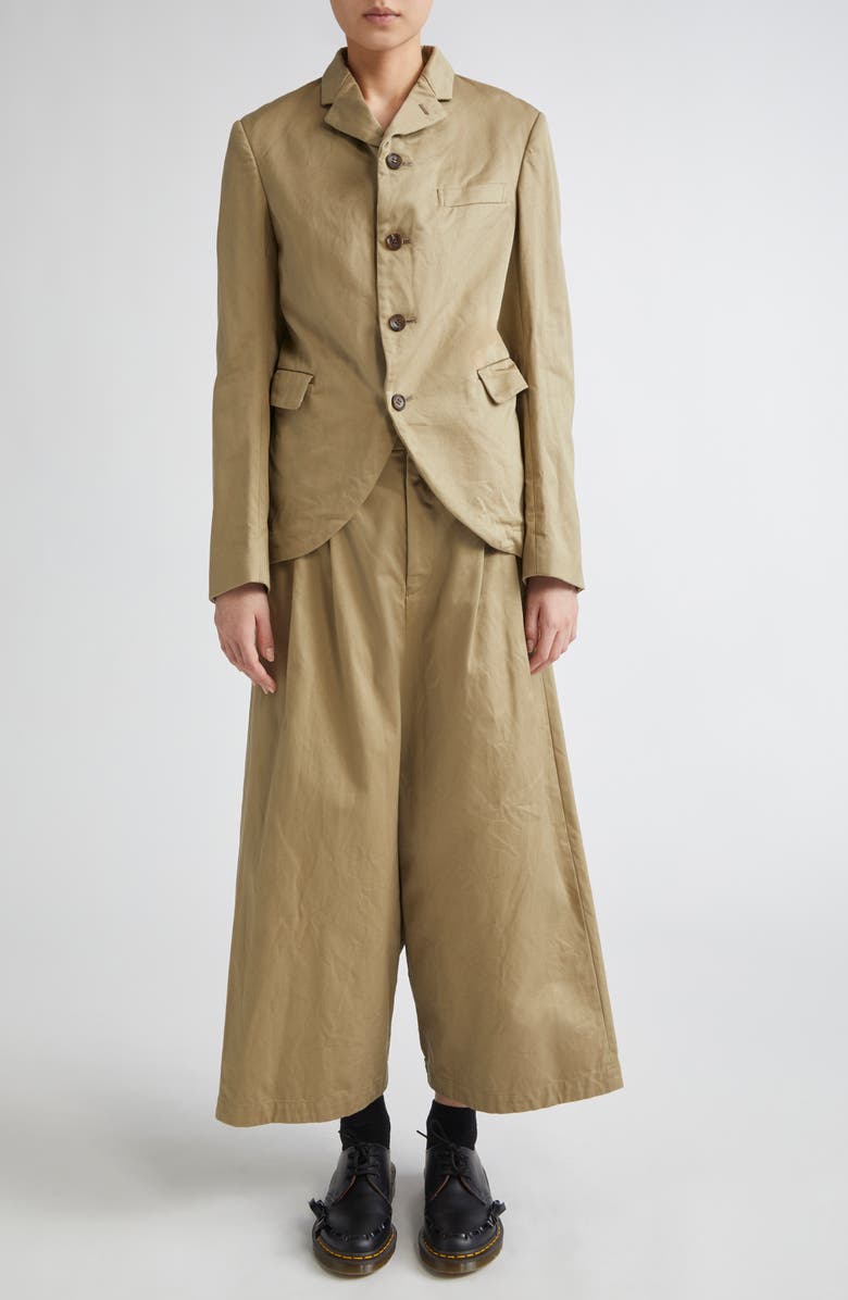 Comme des Garçons Comme des Garçons Garment Washed Cotton Twill Cutaway Blazer, Alternate, color,