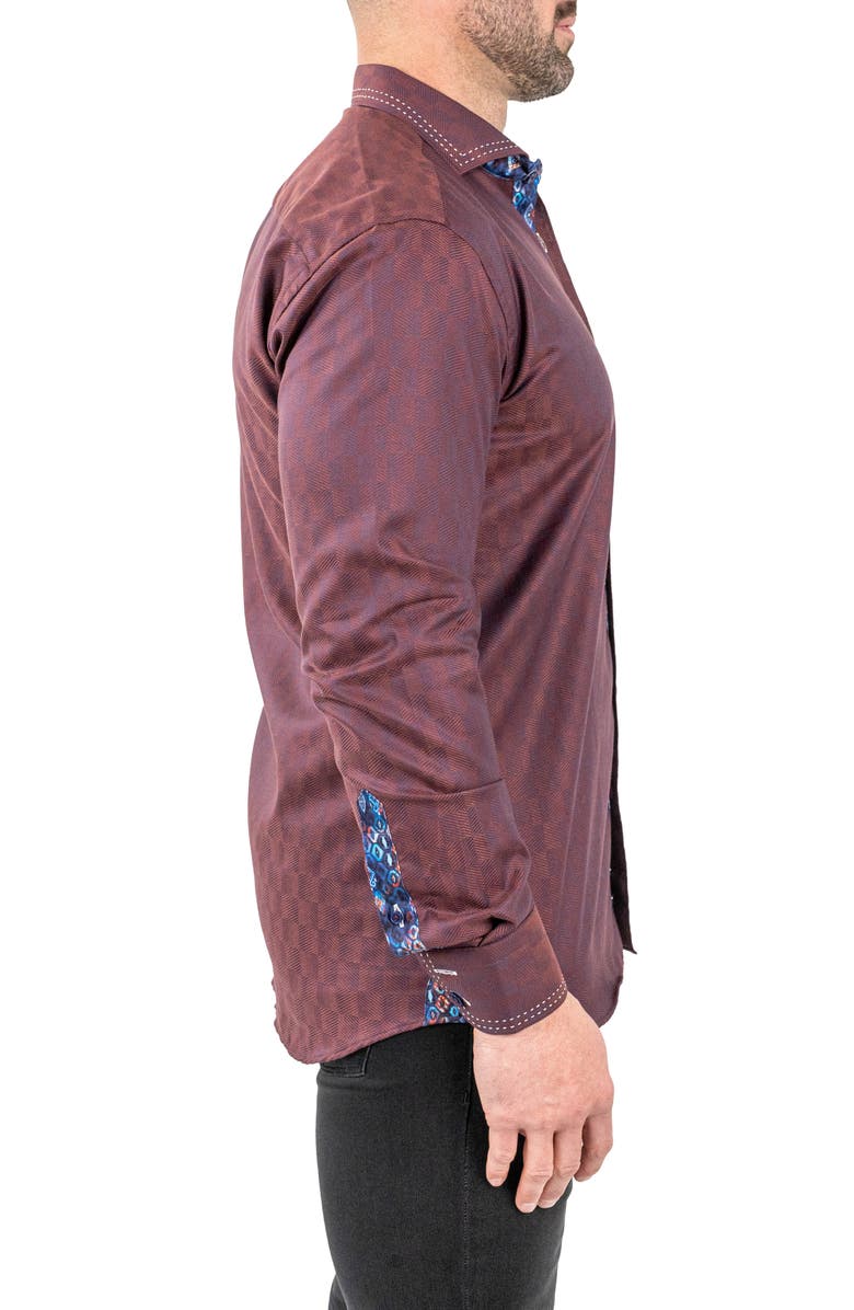 Maceoo Einstein Jacqcopper Brown Button-Up Shirt, Alternate, color, 