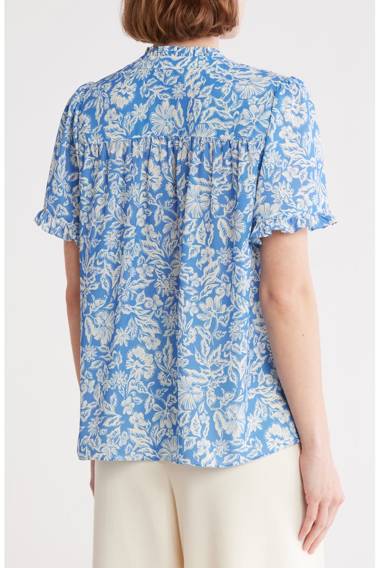 Short Sleeve Ruffle Top, Alternate, color, DUSTY BLUE/ OFF WHITE
