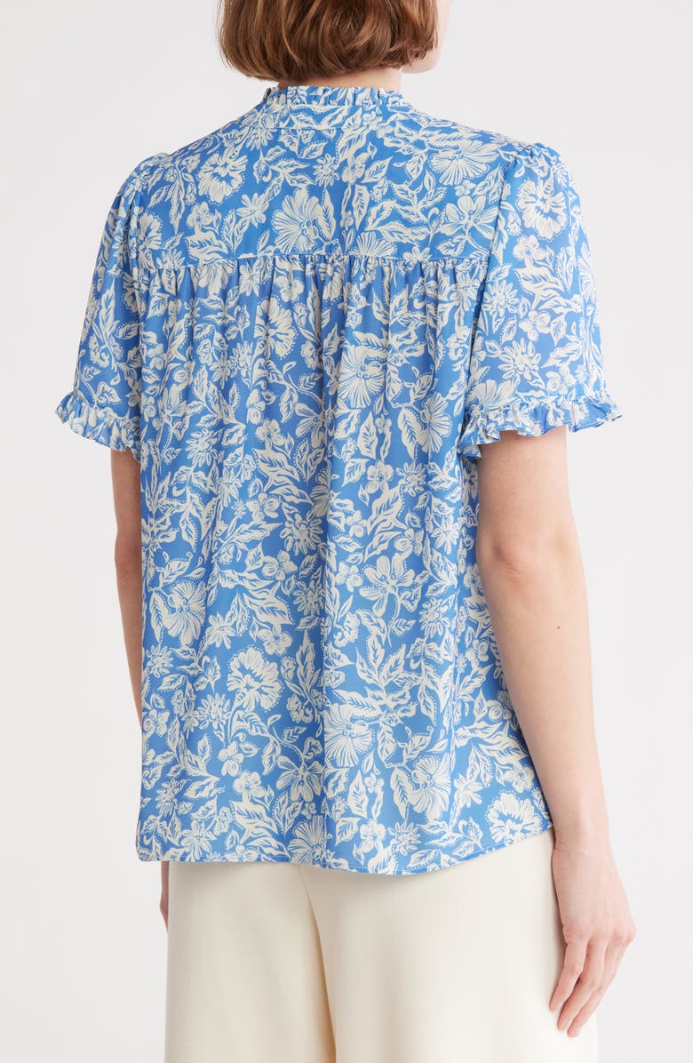 Gemma + Jane Short Sleeve Ruffle Top, Alternate, color, Dusty Blue/ Off White