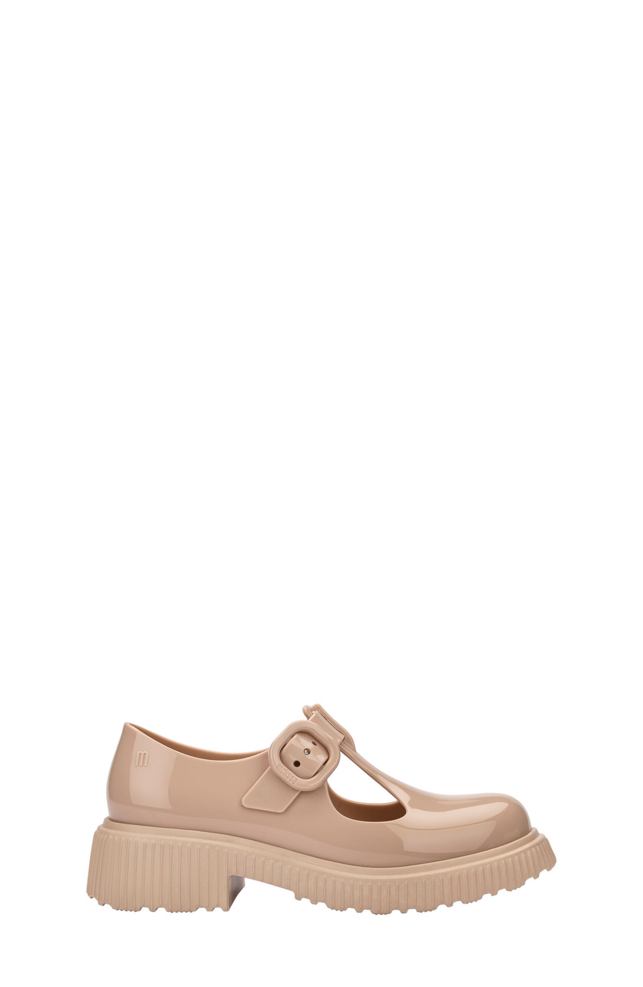 Mini Melissa Kids' Jackie T-Strap Shoe, Alternate, color, Beige Glit