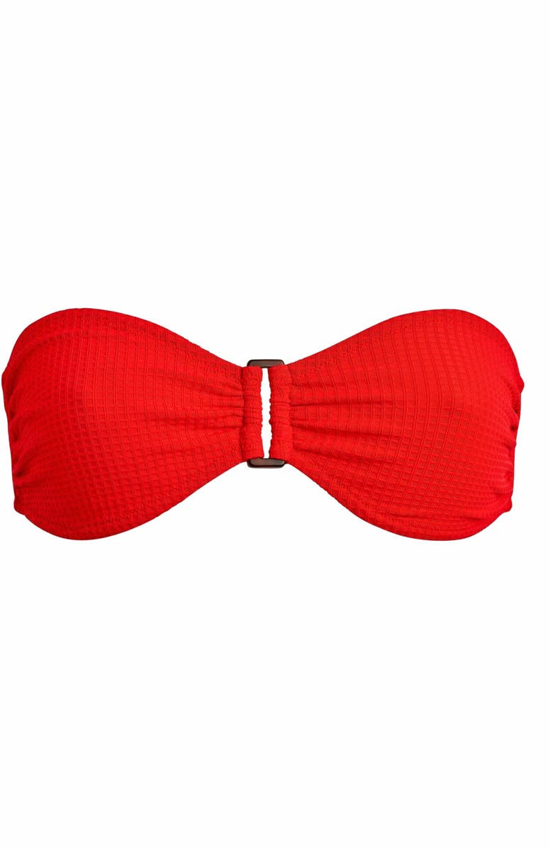 Vilebrequin Women's Jacquard Vichy Ring Bandeau Bikini Top, Alternate, color, Coquelicot