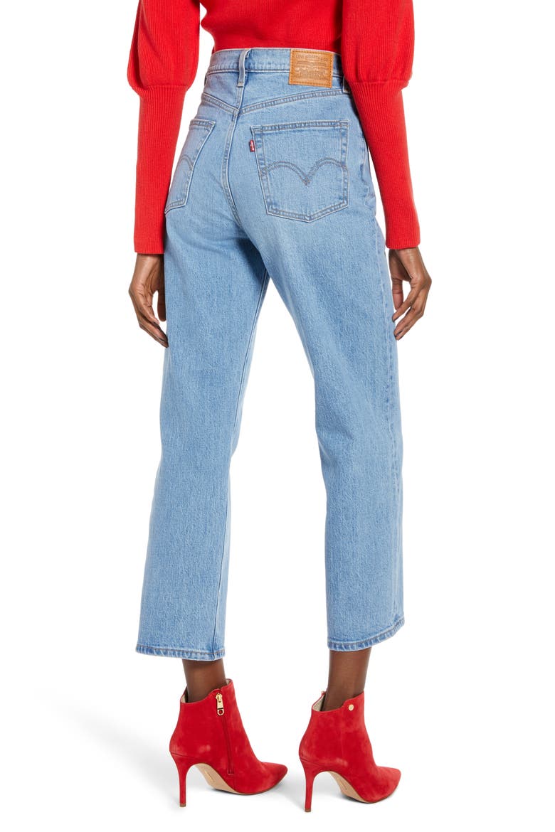 Levi's® Ribcage Super High Waist Ankle Straight Leg Jeans, Alternate, color, TANGO BLUE