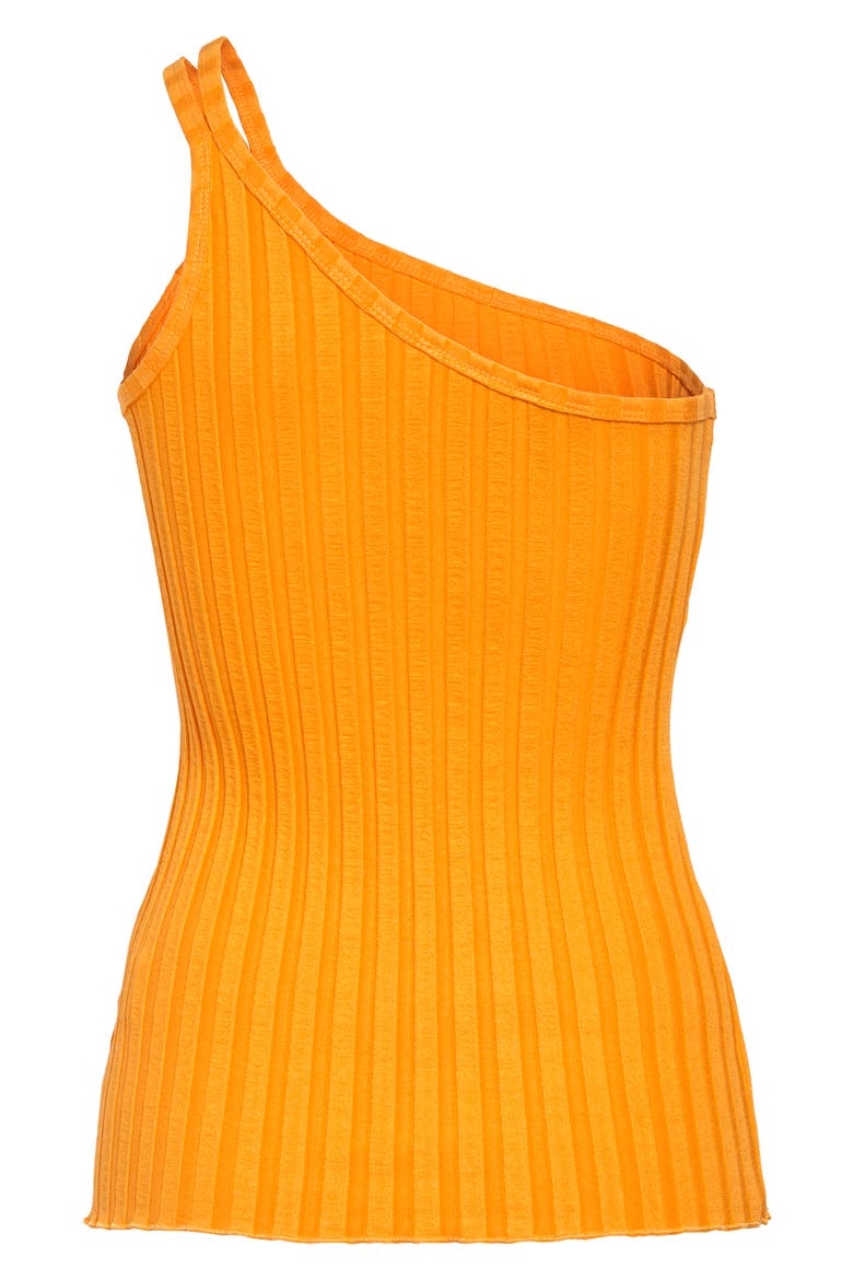 Capilla Ribbed One-Shoulder Tank Top, Alternate, color, SUNSET ORANGE