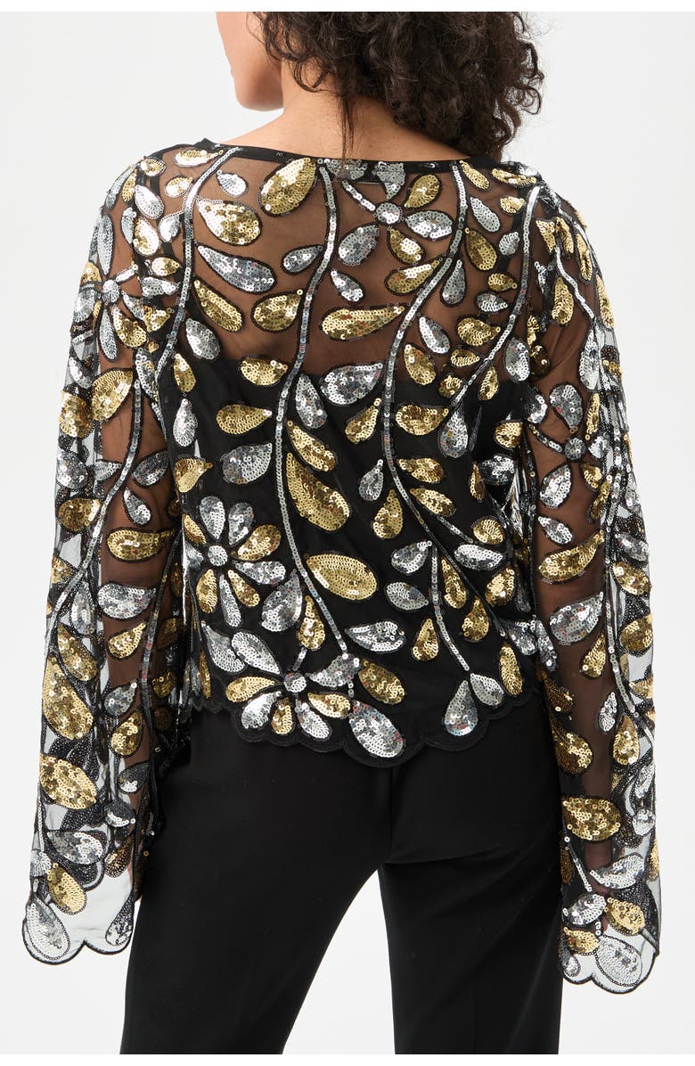 Trina Turk Femmes Fringe Sequin Top, Alternate, color, Black/Gold