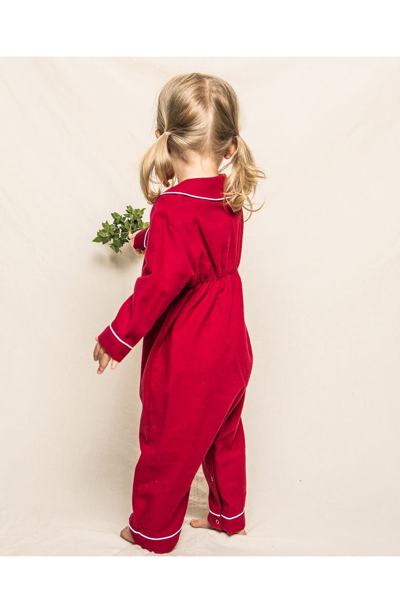 Petite Plume Cambridge Flannel Romper, Alternate, color, Red